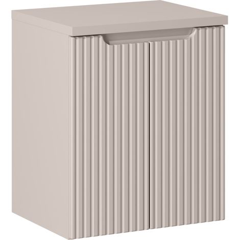 Meuble suspendu sous vasque avec plan 2 portes NOVA cachemire 50 cm (1/5)