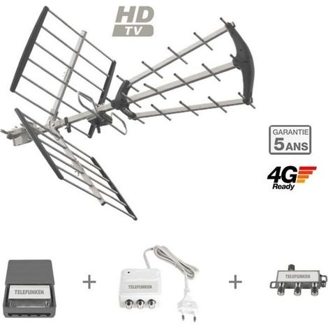 TELEFUNKEN T-TNT4TV-B Antenne extérieure pack réception Sat 4 TV B