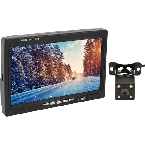 Moniteur de recul couleur TFT LCD 7 pouces pour voiture, vision nocturne, télécommande infrarouge, compatible avec camping-cars et pick-ups.