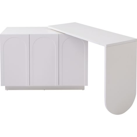 Weißer L-förmiger Dreh-Eckschreibtisch aus MDF, 170 cm (1/5)