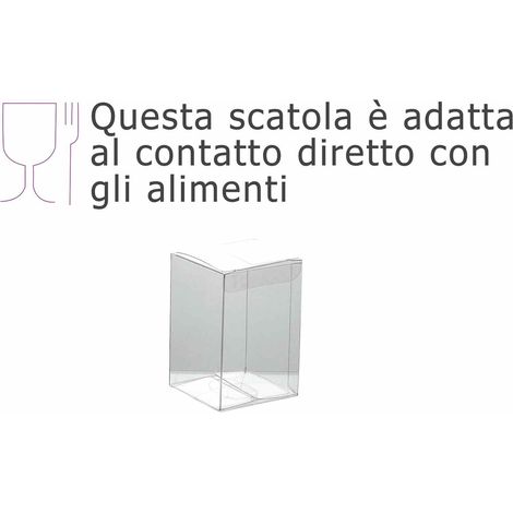 Scatole rettangolari trasparenti in PET - uso alimentare, set da 40 pezzi, cm 5 x 5 x 7,5 H