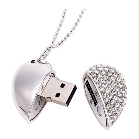 Cœur diamant USB 3.0 32Go argent, clé de stockage haute vitesse en forme de cœur, mémoire flash argentée 32 Go (1/5)