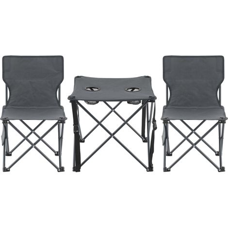 Conjunto de mesa y 2 sillas de camping plegables grises 030010690 (1/5)