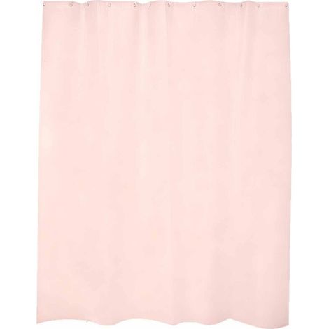 Rideau de douche bohème rose clair à l'aspect lin, couleur unie, style minimaliste moderne, en PEVA imperméable et résistant à la moisissure, avec crochets – 120 x 180 cm