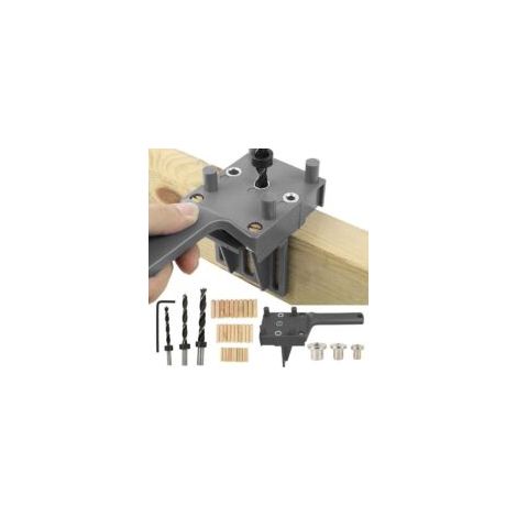 Set di 41 pezzi per la foratura di tasselli, guida di foratura per tasselli in legno con arresto parallelo, kit di dime per tasselli con tassello di centraggio da 6 mm/8 mm/10 mm per tasselli in legno