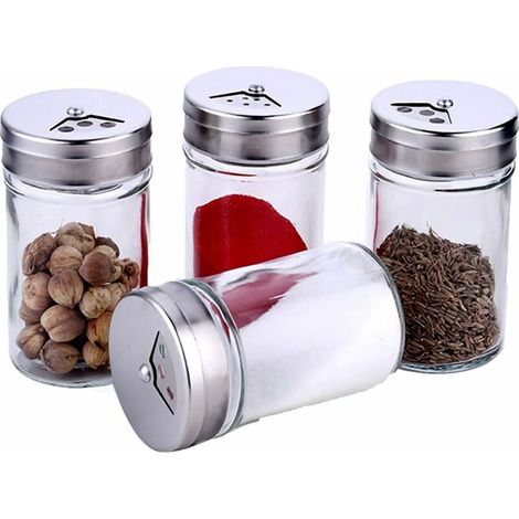 Ritte Spice Jars, 4 Pieces Spice Jars, 100ML Clear Storage Jar with Lid, Adjustable Pouring Holes for Storing Tea, Cereals, Dried Fruits (1/5)