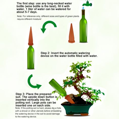 Ensemble de 4 cônes d'arrosage pour jardin, piquets en céramique et argile (1/3)