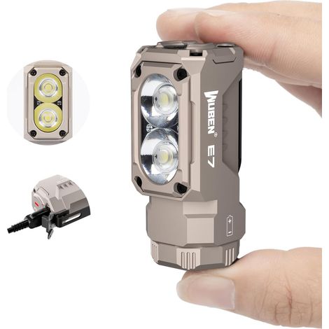 E7 EDC Lampe de poche rechargeable 1800 lumens, petite lampe de poche super lumineuse, 6 modes, lampe torche étanche IP68 intégrée pour les urgences, le camping