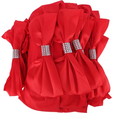 25 rubans chaises nœuds extensibles housses – Mariage fête cérémonie réception banquet déco rouge, décoration (1/5)