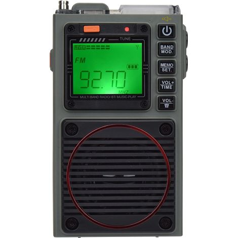 Ra météo portable à ondes courtes AM/FM/VHF/WB, contrôlée par application, ra de poche (vert armée) (1/5)