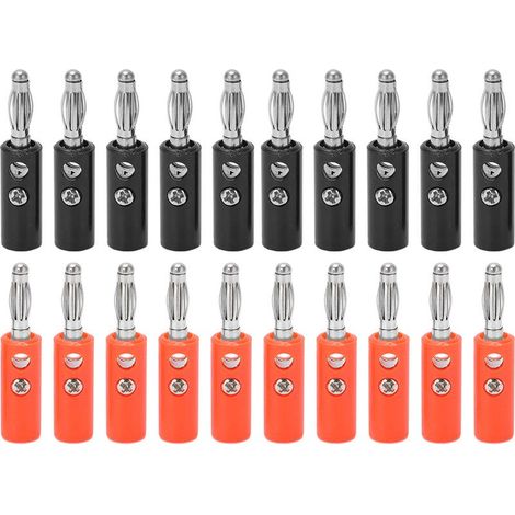 Connecteur Banana 4mm Rouge et Noir, Fiche Audio en Alliage de Zinc pour Câble Enceinte, Amplificateur HiFi, Lot de 2 (1/5)