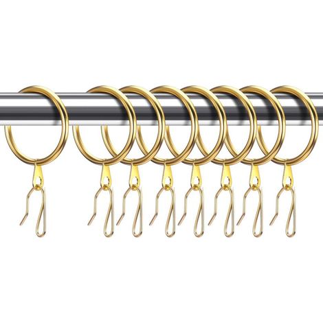 30 Metall-Gardinenringe für Gardinen und 30 Metall-Gardinenringe für Fenstergardinen, Duschtüren (gold, 32 mm)