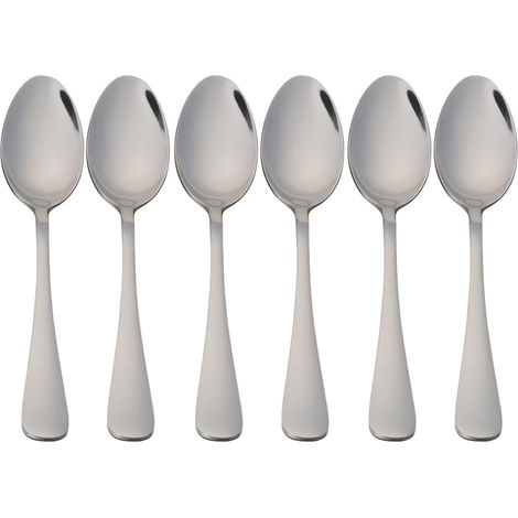 Lot de 6 cuillères à café, longues cuillères à glace en acier inoxydable argenté pour café, thé glacé, latte et macchiato. (1/5)