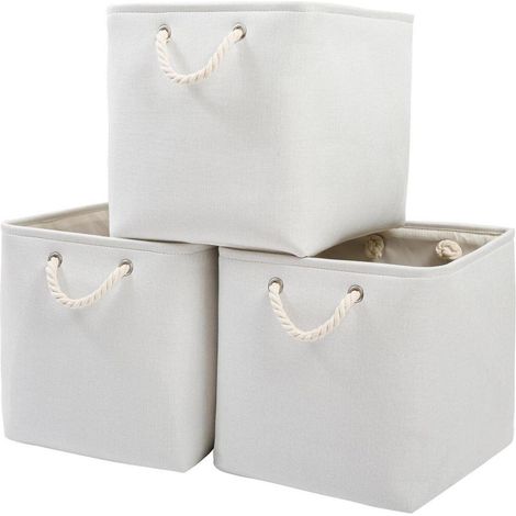 Aufbewahrungsbox Stoff 33x38x33cm Kleidung Schrank 3 Pack Weiß (1/5)