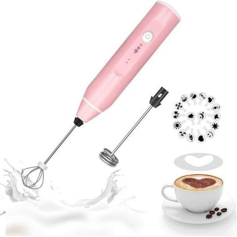 Mousseur à lait portatif - - Rechargeable - 2 têtes de mousse - 3 vitesses - Fouets en acier inoxydable (1/4)