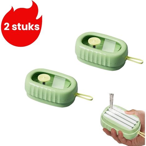 Set de 2 brosses de nettoyage pour sous-vêtements, brosse à laver multifonction avec bouton pour ajouter du liquide, pour linge délicat, vert (1/5)
