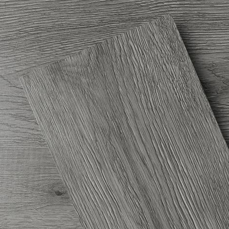 Planches de sol autocollantes, effet bois, carrelage de sol en vinyle pour cuisine, salle de bain, 1 échantillon, 10,2 x 15,2 cm, gris foncé (1/5)