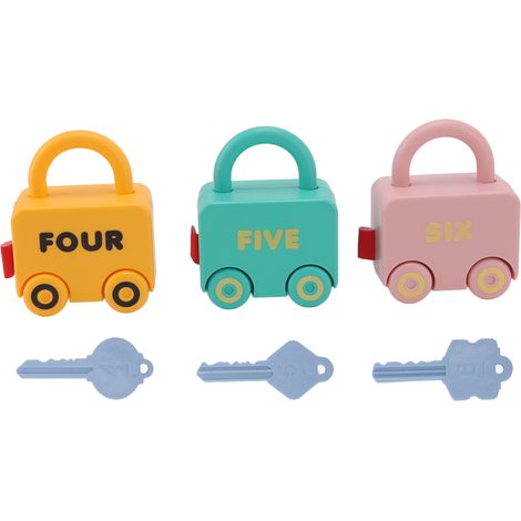 Kids Learning Locks Sliding Car Shape Children's Color Discrimination Learning Lock with Key Early Education Toys (1/5)