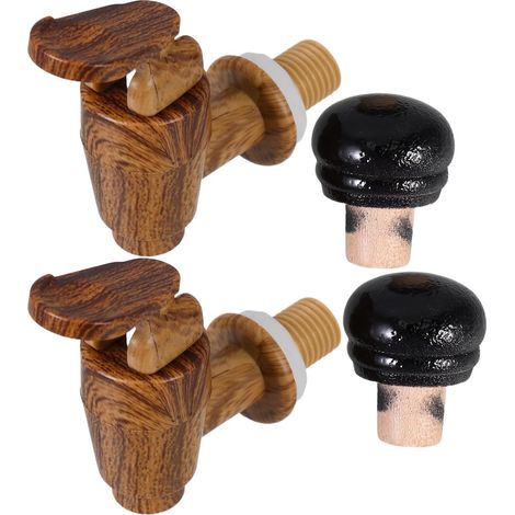 2 robinets vin, bois/plastique, pour vinaigrier, bar et cave (1/5)