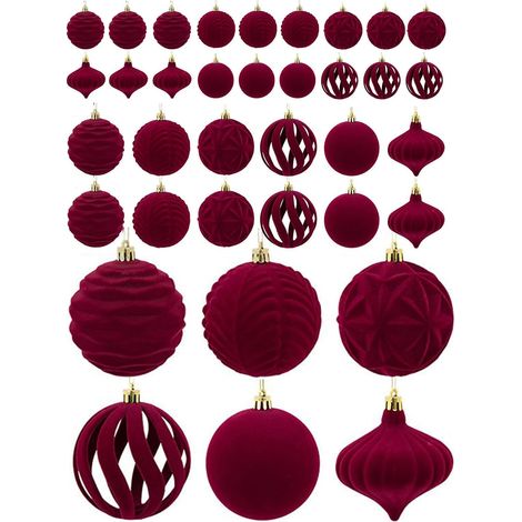 Boules De Noël en Velours  36 Pièces De Décorations Flockées,Ornements en Velours Accrochables,pour La Décoration De Cheminée De Couronne De Fêtes De Mariage Et De Fête (1/5)