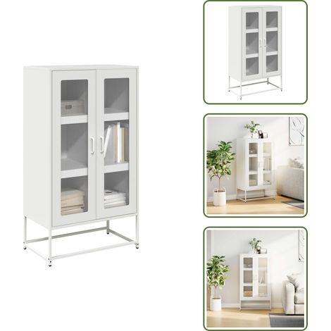 Highboard Weiß 68x39x123 cm Stahl - Highboard - Highboards - Sideboard - Schrank (1/5)