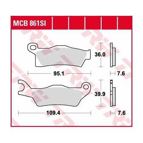 Plaquettes de frein TRW ZF KH617 frittées tout-terrain Can-Am Outlander 800/1000 12-, Renegade 1000 12-, avant droit