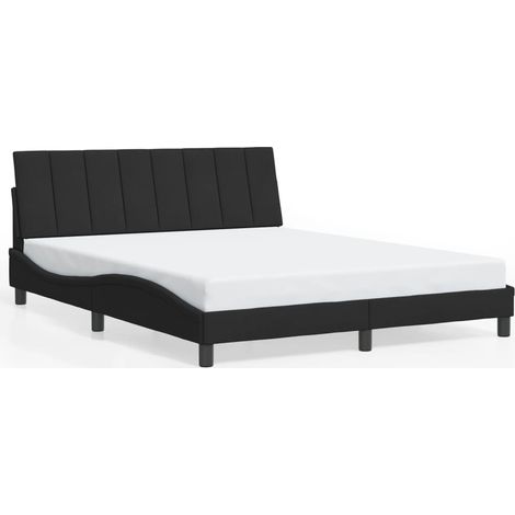 Lit double,Lit adulte,Cadre de lit sans matelas Hanko noir 160x200 cm velours CFW1951636 (1/5)