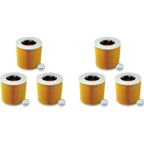 Lot de 6 filtres à cartouche pour aspirateur Kärcher WD3 Premium, WD2, WD3, WD1, MV3, MV2 et kit d'extension WD 3 P contre les poussières fines (1/5)