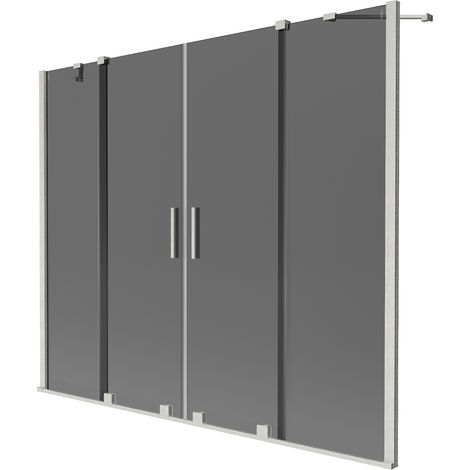 Mexen Velar Duo-Badewannenfaltwand, 2-flügelige Schiebetür 190 x 150 cm, Graphit, gebürsteter Nickel - 896-190-000-42-97 (1/2)