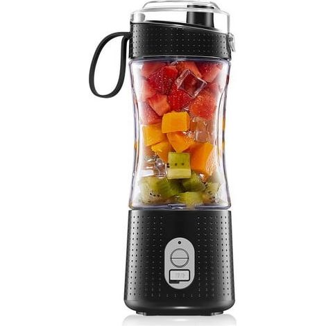 Frullatore elettrico portatile, spremiagrumi monodose, con batteria ricaricabile USB da 4000 mAh per frullati e frappè (nero). (1/5)