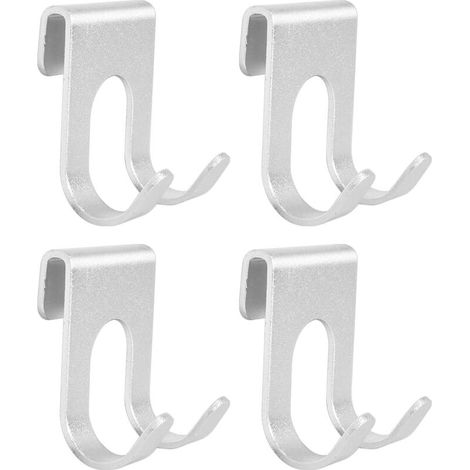 Set mit 4 Aluminiumhaken, Handtuchhaken ohne Bohren, robuste Wandhaken, Klebehaken für Bad, Küche, Büro, Mehrzweck (Silber)