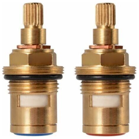 Tete A Disques Ceramique, Paire de cartouches céramique universelles de rechange pour robinet, 1/2" Quart de tour 20 crans x 50mm (1/5)