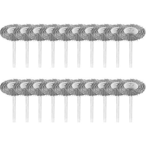 Lot de 20 Brosses Métalliques en Acier Inoxydable avec Tige de 3 mm - Outil Rotatif de Polissage Dremel (1/5)