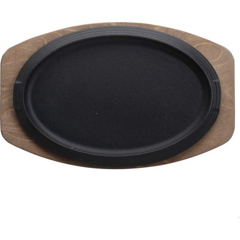 ILSA Piatto da Portata in Ghisa, Vassoio in Legno, Ovale, 32x22 cm (1/4)