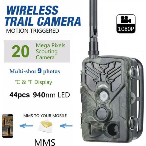 Caméra de surveillance extérieure 2G 20MP MMS pour la chasse, étanche, antibuée, avec détection de mouvement, vert militaire -