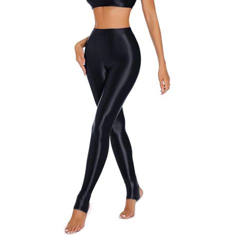 Women's shiny oil leggings - High waist - Stretchy - For everyday wear, sports, dance, yoga, training, fitness, gym, exercise (1/5)