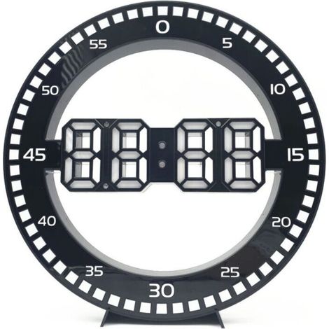 Horloge murale LED avec grande roue – Horloge lumineuse pour chambre et salon –