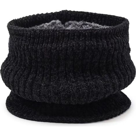 Cache-cou d'hiver thermique pour homme et femme, cache-cou coupe-vent avec doublure en polaire douce, écharpe circulaire tricotée double couche pour le cyclisme, la moto, le ski (1/5)