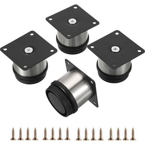 4x Pied de meuble réglable acier inoxydable rond diamètre 5cm Hauteur 60mm (1/5)