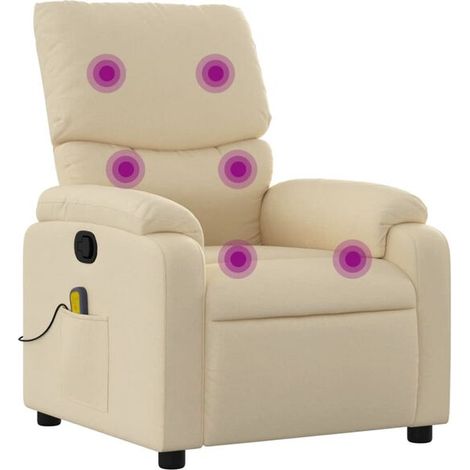 Fauteuil de massage inclinable en tissu beige (1/5)