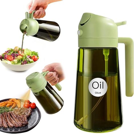 Pulvérisateur d'Huile Verre Vert Foncé Spray Huile Cuisine Verseur et Pulvérisateur Friteuse à Air Barbecue vert