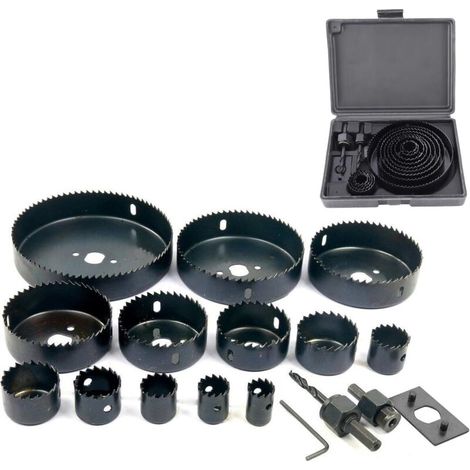 16 Pièces Coffret Scie Cloche Construction De 19-127 Mm Pour Bois Metaux Platre (1/5)