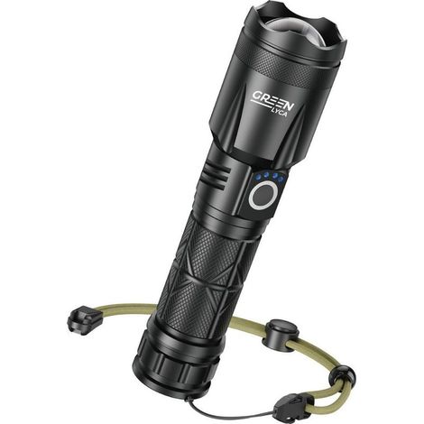 Lampe torche LED verte LYCA - 490 lumens, laser blanc, batterie rechargeable, résistante à l'eau, design professionnel (1/5)