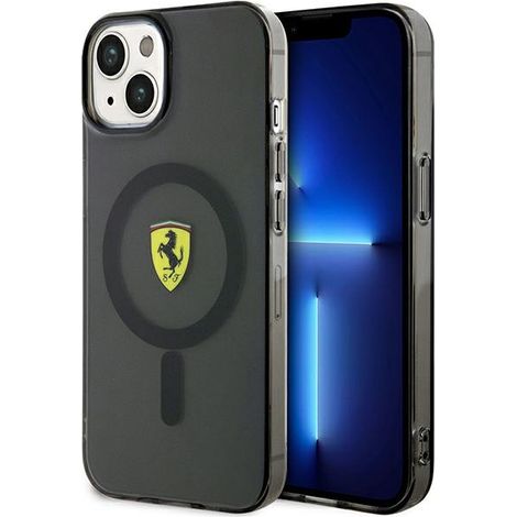 Ferrari FEHMP14SURKK iPhone 14 / 15 / 13 6,1" schwarze/schwarze Hartschalen-Schutzhülle mit transparentem MagSafe-Anschluss (1/5)