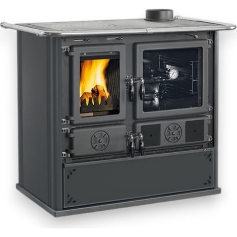 Cucina a legna in acciaio 8.8 Kw 103x65xH85 cm antracite 5.0 Steel Nordica (1/5)