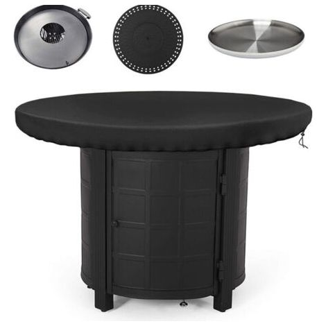 Runde Feuerschalenabdeckung, Schutzhülle für Feuerplatten, wasserdicht und staubdicht, 420D Oxford-Gewebe, UV-beständig, Grillschutzabdeckung (80 cm)