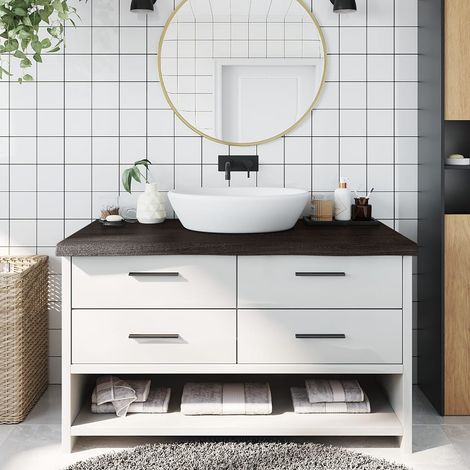 Bathroom Countertop Dark Brown 100x60x(2-6) cm Treated Solid Wood vidaXL