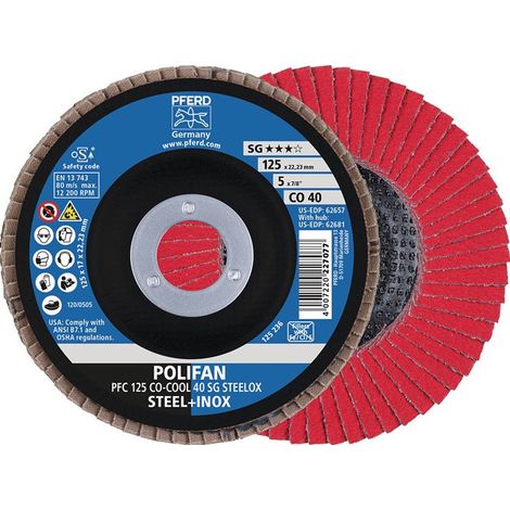 Disco lamellare POLIFAN CO-COOL SG STEELOX D. 125 mm granulazione 40 conico IN (confezione da 10)