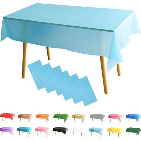 Tischdecke 6er Set abwaschbar wasserdicht 137x274 cm PEVA hellblau