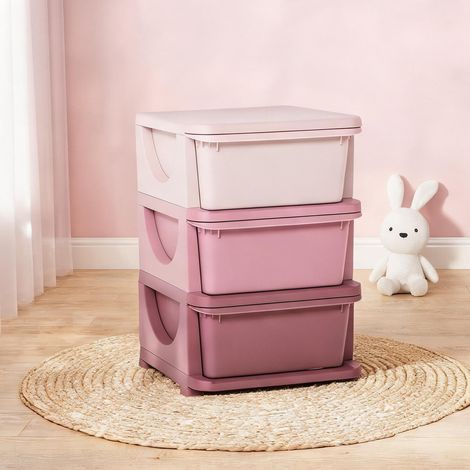 Commode 6 tiroirs enfant rose en PP 37 x 37 x 56,5 cm (1/5)